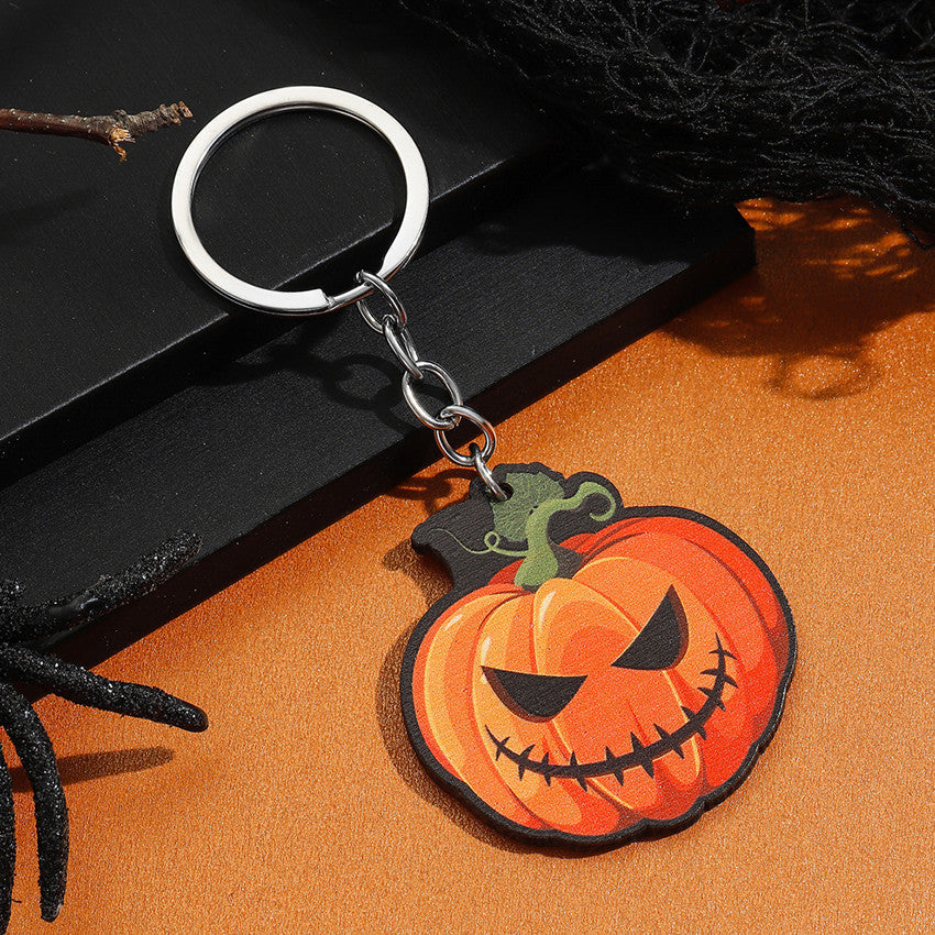 Wholesale Halloween Cartoon Bats, Ghosts, Kittens, Skeletons, Spiders, Pumpkins, Wooden Keychains